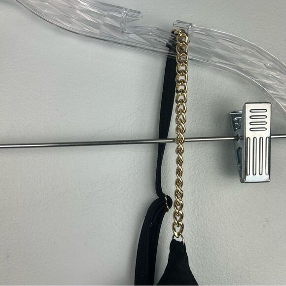 WEWOREWHAT Black Gold Chain Strap Top Bra Cami Scoopneck Adjustable Sz S or 4 - Picture 5 of 14